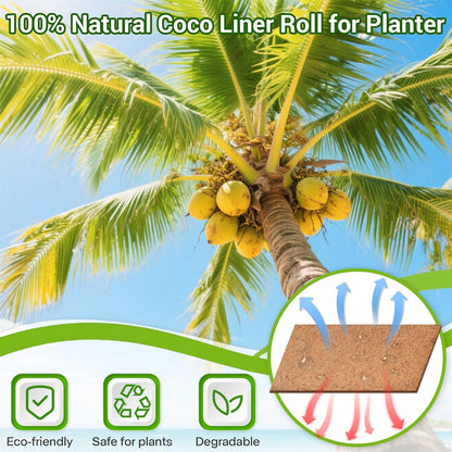 Coconut Liners for Planters 24x160 Inch, Natural Coco Liners for Planter Flower Basket, Thick Coco Fiber Mat for Garden Decoration, Hanging Basket, Animal pet pad