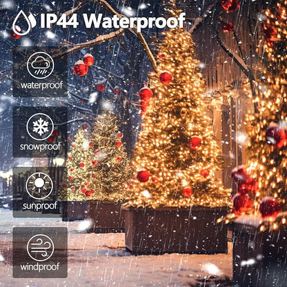 Connectable 100LED 42Ft 13Modes Christmas String Lights Outdoor Indoor | Extendable Green Wire Warm White Christmas Tree Lights with Timer | Twinkle Fairy Light Plug in for Xmas Tree (Warm White)