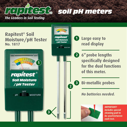Luster Leaf 1817 Rapitest Soil pH/Moisture Tester, Black