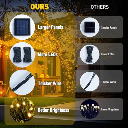 JMEXSUSS 2 Pack Solar Christmas Lights Outdoor - Total 400 LED 151FT Solar String Lights Outdoor Waterproof, 8 Modes Warm White String Light for Outside Patio Yard Tree Garden Christmas Decorations