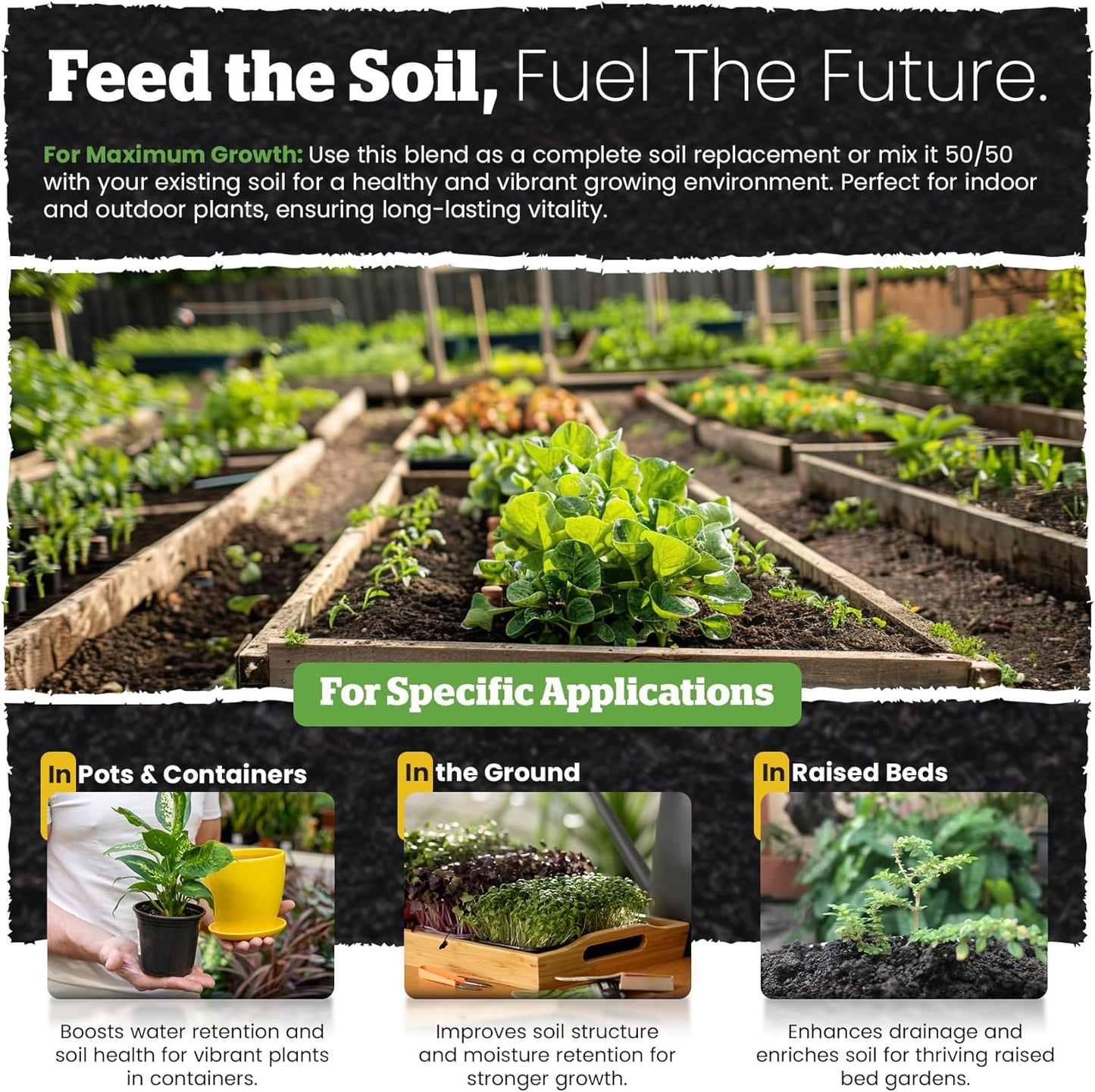 Wakefield Biochar Blend with CarbonBoost™ Technology – Enhanced Water & Nutrient Retention for Raised Bed Garden Soil - Ultimate Organic Potting Soil Mix for Vegetables, Gardens and Houseplants - 4qt