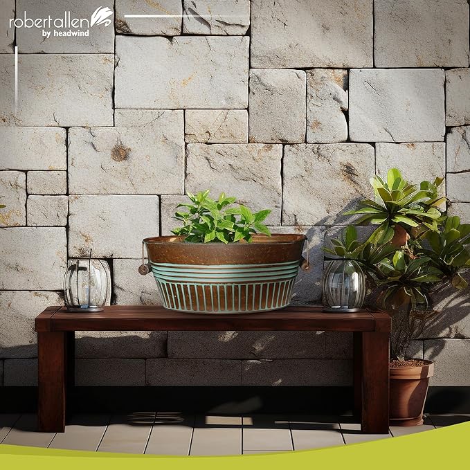 Headwind Vintage Collection 14-Inch Vintage Copper Oval Galvanized Tub with Handles – Metal Wash Basin Planter - Galvanized Metal Tub for Indoor & Outdoor Use by Robert Allen