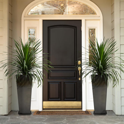 KOL 28''H. Tall Galvanized Steel Glazed Planter with Insert, Set of 2, Planter Pots for Indoor & Outdoor Use, Decorative Flower Plant Pots with Drainage Hole for Front Porch, Patio, Deck - Black