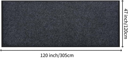 fani Heavy Duty Large Outdoor Indoor Entrance Black Doormat Waterproof Low Profile Entrance Rug Front Door Mat Patio Anti-Skid Rubber Back, 48x120 inch (Gray)
