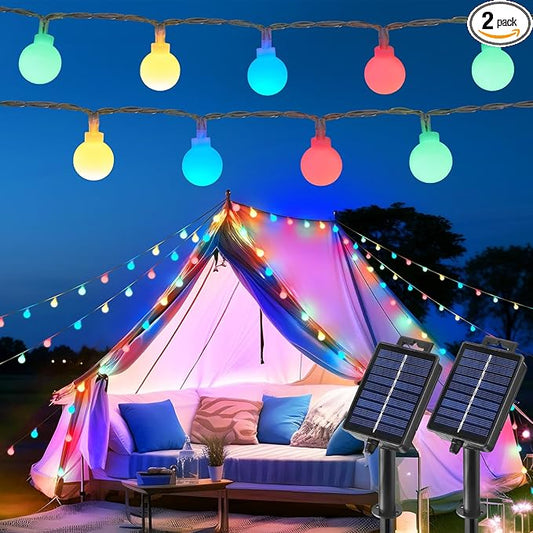 Brightown Solar Lights Outdoor Waterproof, 2 Packs Total 39Ft 120 LED Globe Solar String Lights for Outside, 8 Modes Outdoor Solar Lights for Yard Balcony Patio Tree Canopy Party (Multicolor)