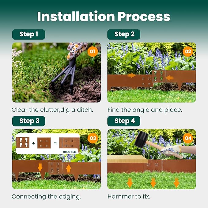 Corten Steel Landscape Edging 40" Lx 6" H Steel Landscaping Edging 6 pcs Metal Landscape Edging Garden Landscaping Border Edge for Yard Lawn by GZGNEEVL