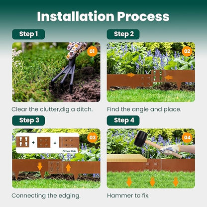 Corten Steel Landscape Edging 40" Lx 6" H Steel Landscaping Edging 6 pcs Metal Landscape Edging Garden Landscaping Border Edge for Yard Lawn by GZGNEEVL