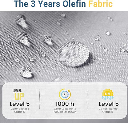 Wisteria Lane 7 Piece Patio Furniture Set, High Curved Back Wicker Outdoor Sectional with Dining Table, All Weather Wicker Outdoor Dining Set, Patio Conversation Set with Ottoman, Grey