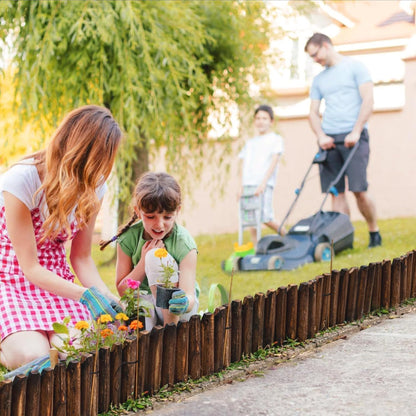 Wood Garden Edging, Wooden Fence Border Decorative Small Picket Panels for Flower Bed Barriers and Landscape Fencing (6 Pack)