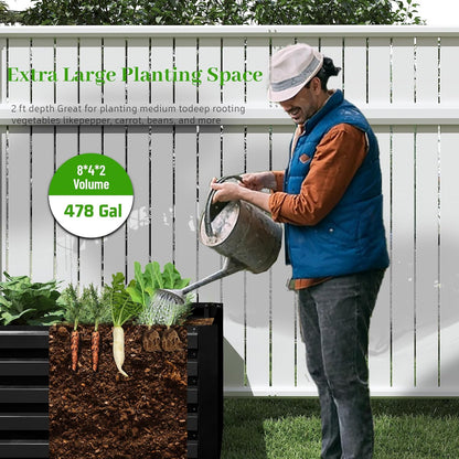 8x4x2 ft Raised Garden Bed, Large Metal Planter Raised Beds, Planters for Outdoor Plants for Vegetables, Flowers, Herbs, Fruits, and Succulents.(2 Pcs)