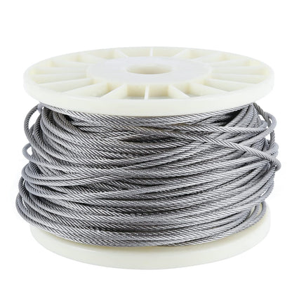 1/8 Inch 200 FT 316 Stainless Steel Wire Cable, 7x7 Inch Aircraft Cable, Wire Rope 100 PCS Strand Construction Braided with Crimping Sleeves, 660lbs/300kg Breaking Strength