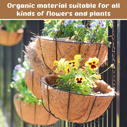 Legigo 3 Pack 20 Inch Hanging Basket Coco Liners Replacement, 100% Natural Round Coconut Coco Fiber Planter Basket Liners for Hanging Basket Flowers/Vegetables