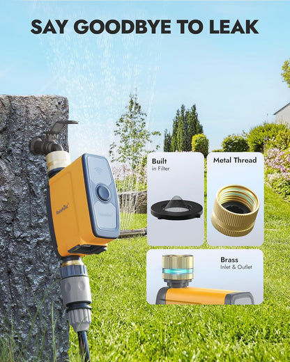 RAINPOINT WiFi Water Timer, Smart Hose Timer for Garden Hose, WiFi Irrigation Controller, Smart Sprinkler System Valve, APP & Voice Control, Weather-Based Automatic Rain Delay, Brass Inlet & Outlet
