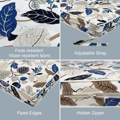 LVTXIII Patio Chair Cushions 22"x22"x3", Water-Repellent Outdoor Seat Cushions for Patio Furniture, Square Chair Pads with Ties for Home Garden Decoration, Set of 2, Breeze Leaves Beige