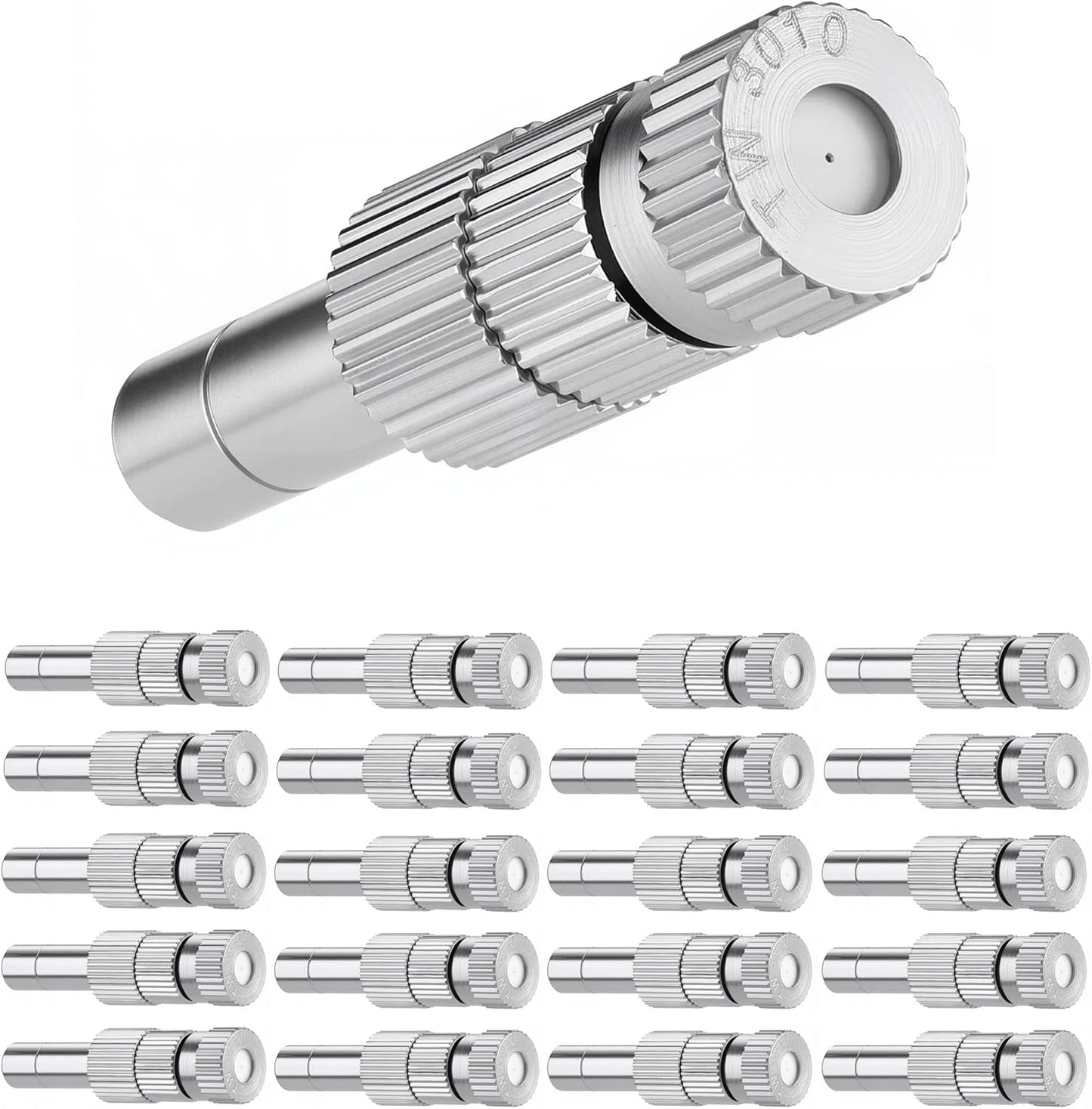 Mornajina 20 Pcs Brass Misting Nozzles Mister Replacement Nozzles with Filter Mesh Fit 1/4" Water Misting Nozzle Tees, 0.012"/0.3mm Orifice Misting System Heads Sprayer for Outdoor Cooling System