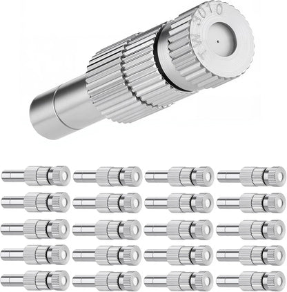 Mornajina 20 Pcs Brass Misting Nozzles Mister Replacement Nozzles with Filter Mesh Fit 1/4" Water Misting Nozzle Tees, 0.012"/0.3mm Orifice Misting System Heads Sprayer for Outdoor Cooling System