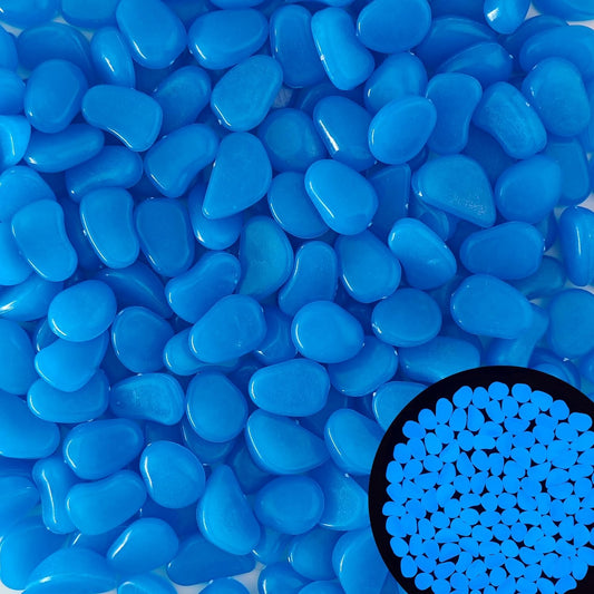 0.7LB 25-27mm Bule Glow in The Dark Stones Luminous Pebble Stones Glow Fish Tank Rocks Luminous Pebbles for Outdoor Decor Yard Walkway Pathway Aquarium