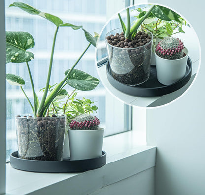 Phoenix Vine 12 Inch Plastic Plant Saucer Water Drip Tray, Heavy Sturdy Round Plant Drainage Tray for Indoors Outdoor, Matte Black, 21-TY-12B-1