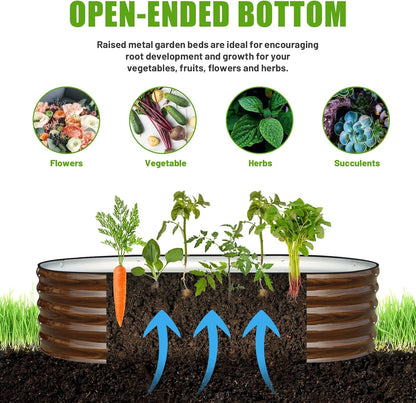 SnugNiture Galvanized Raised Garden Bed, 8x4x1.5ft Oval Metal Planter Box for Planting Outdoor Plants Vegetables