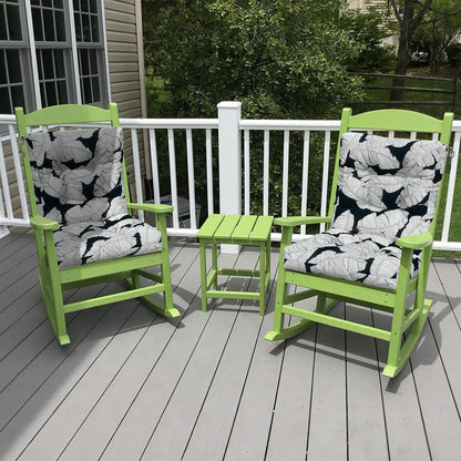 LVTXIII Outdoor Tufted Seat Cushions, Solid Seat and Back Chair Cushion with Ties, Patio Replacement Rocking Chair Cushion for Outdoor Furniture Use, 21 W x 21D, 2 Pack, Black Lush Leaf Jungle