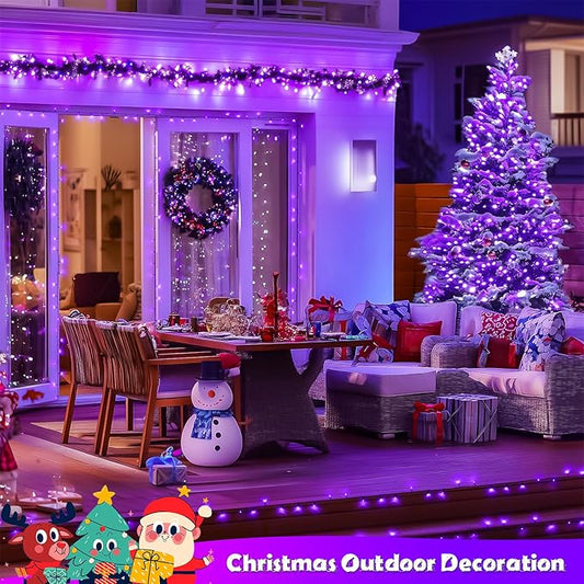 JMEXSUSS Purple Solar Lights Outdoor Waterproof, 2 Pack 100 LED Solar String Lights, Purple Christmas Light for Halloween Decor Outside Tree Yard Garden