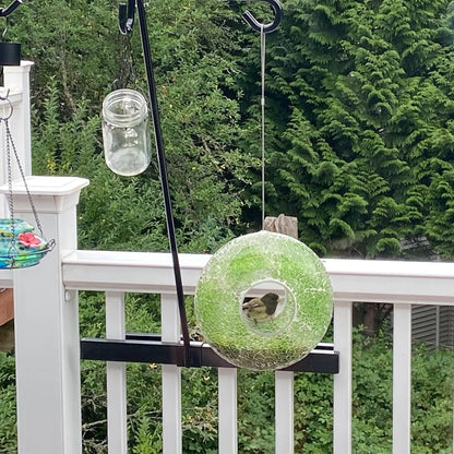Fly Through Wild Bird Feeder Garden Hanging Bird Feeder Mosaic Circle for Outdoor Decoration,Green