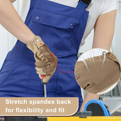 HLDD HANDLANDY Work Gloves for Women and Ladies, Leather Gardening Gloves Flexible Mechanic Working Gloves