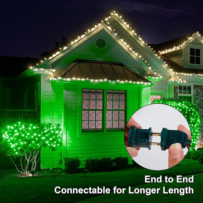Christmas String Lights, 150 Count 33 FT Incandescent Mini Green Wire Fairy Light, 120V UL Certified Connectable St Patricks Day Tree Lights for Patio, Holiday, Party, Outdoor Indoor Decoration, Green