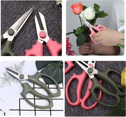 Leize Flower Scissors, Premium Thickened Stainless Steel Floral Shears, Strong Pruner for Flowers, Branches and Leaves (Blue Slender)