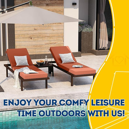 AAAAAcessories Outdoor Chaise Lounge Cushions, Waterproof, Fade-Resistant Patio Furniture Replacement Cushions, 80" x 26" x 3", Set of 2, Rust