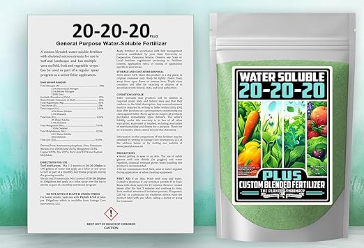 Fertilizer Commercial Grade | 20-20-20 Plus | 1 Pound | Water Soluble Plant Food | Balanced Formula with Chelated Micronutrients | General Purpose Nutrient | Turf Lawns Shrubs Gardens Ornamentals