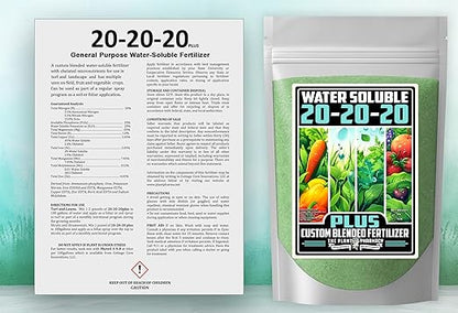 Fertilizer Commercial Grade | 20-20-20 Plus | 3 Pounds | Water Soluble Plant Food | Balanced Formula with Chelated Micronutrients | General Purpose Nutrient | Turf Lawns Shrubs Gardens Ornamentals