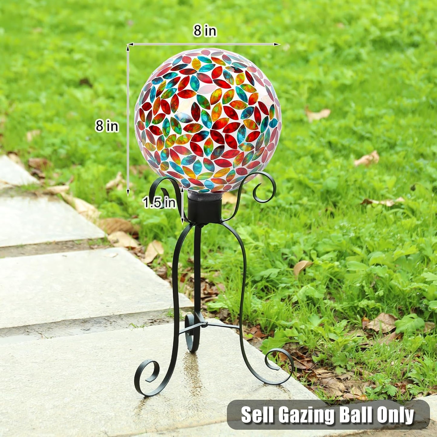 VCUTEKA Gazing Ball, 8" Glass Gazing Balls Sphere for Garden Lawn Outdoor Ornament Yard Decorative