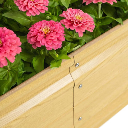 Vego garden 17" Tall 9 in 1 Novel Wooden-Look Metal Raised Garden Bed Kits Modular Planter Beds with 2 in 1 Wrench & Magnetic Plant Tags for Vegetables Flowers, Sunlit Oak