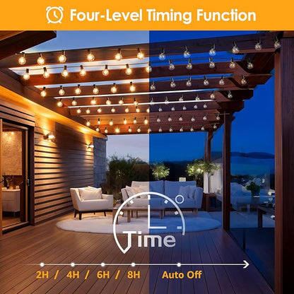 Mlambert 144FT(3x48FT) Solar String Lights with Remote, Outdoor Waterproof Patio Light with 54 LED Shatterproof G40 Bulbs(3 Spare) for Yard-Black Wire