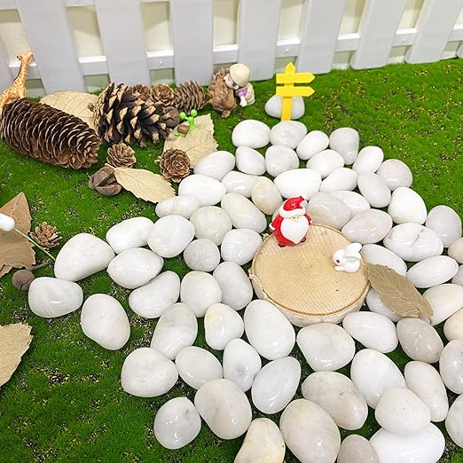 10 lbs White Pebbles for Indoor Plants, 0.8-1.2 Inch Small White River Rocks Stones for Planters, Vases, Fish Tank, Garden, Landscaping, Top Dressing and Bottem Drainage