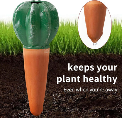 4 Pack Watering Globes - Terra Cotta Watering Spikes for Indoor Plants, Handcrafted Cactus Shape Self Watering Devices with Slow Release System, Plant Water Bulbs for Vacation & Outdoor Pots