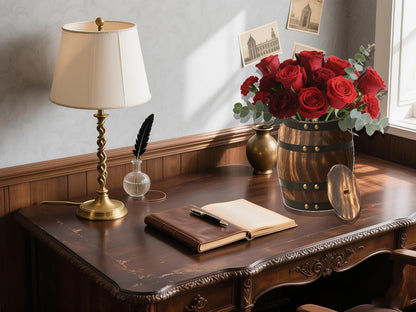 2 Pcs Wood Wine Barrel Vase 8" x 6.5" – Vintage Flower Vase Container Rustic Barrel Planter for Wedding Reception, Table Decoration, Home Indoor/Outdoor Garden, Kitchen, Party