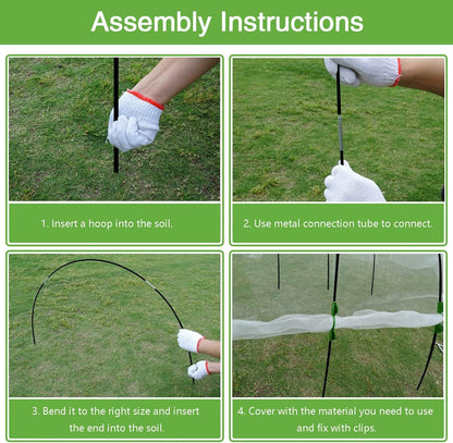 Garden Hoops Grow Tunnel, 6 Sets of 7FT Greenhouse Hoops for Raised Beds, Rust-Proof Fiberglass Frame for Garden Netting, Small Greenhouse Kit, Shade Cloth, Plant Row Covers, 30pcs