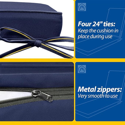 AAAAAcessories Outdoor Chaise Lounge Cushions, Waterproof, Fade-Resistant Patio Furniture Replacement Cushions, 80" x 26" x 3", Set of 2, Navy Blue