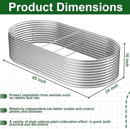 2 Pack 4x2FT Tall Galvanized Raised Garden Bed Outdoor,Metal Garden Bed for Vegetables,Steel Raised Beds for Gardening,Above Ground Garden Box for Flower