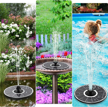 Solar Fountain Pump with 2000 mAh Battery Backup Works in Shade, 3.5 W Glass Floating Solar Powered Water Fountain with 7 Nozzles for BirdBath, Garden, Outdoor, Patio, Pond-White