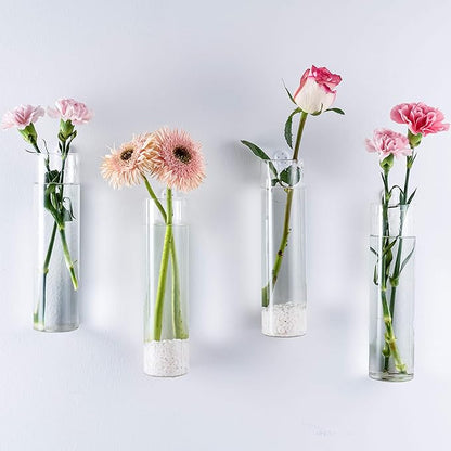 Kingbuy Wall-Mounted Plant Terrarium Propagation Station - 2 Cylinder Hanging Glass Tubes Planter for Hydroponic Plants, Indoor Wall Vases & Decorative Plant Holder Bathroom Office Living Room Decor