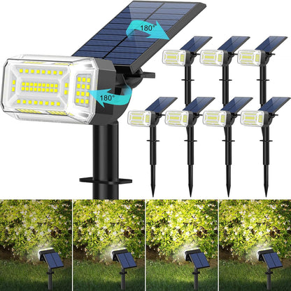 102 LEDs Solar Spot Lights Outdoor, [ 4 Modes/8 Pack] Solar Spotlights Waterproof IP65, Adjustable Light & Panel Landscape Flood Powered Lights for Yard Garden Pathway Wall (Cool White)