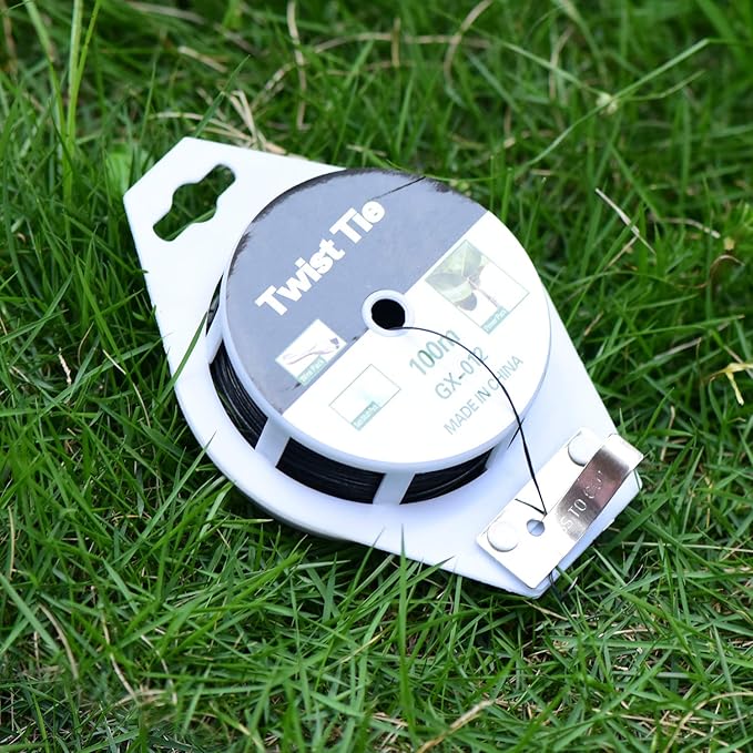 328ft (100m) Twist Ties, Plant Ties for Vines Garden Wire with Cutter for Gardening Home Office, Multi-Function Black Plastic Coated Wire