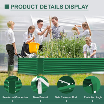 Land Guard 8x4x3ft Rectangular Galvanized Raised Garden Beds, Large-Capacity Metal Planter Box Outdoor, Durable Deep Raised Garden Bed 3ft Tall, Raised Beds for Gardening Vegetables, Forest Green