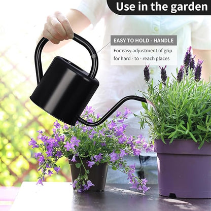 Watering Can, Stainless Steel Watering Can for Indoor & Outdoor Plants, 1L/35oz Long Spout Water Can with Handle, Rust-Proof Plant Watering Pot for House Plants, Garden Flowers
