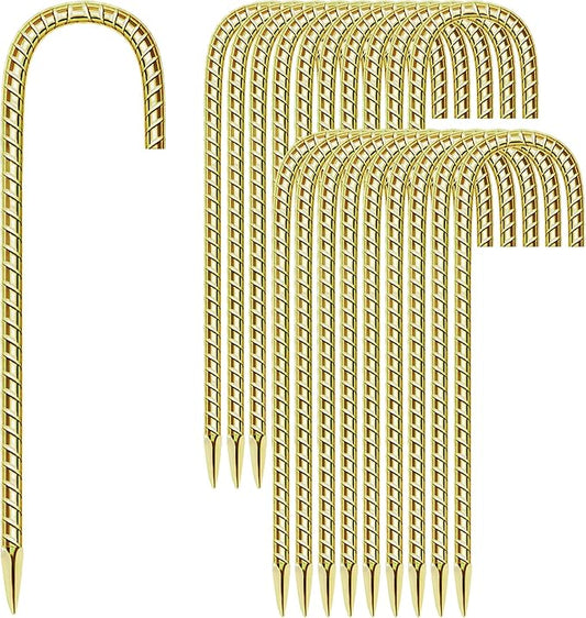 20 Pack 12 Inch Rebar Stakes Anti-Rust Galvanized Steel J Shape Hook Strong Ground Anchors for Tents, Position Kits, Fences, Trampolines Landscape Fabric for Farm Garden