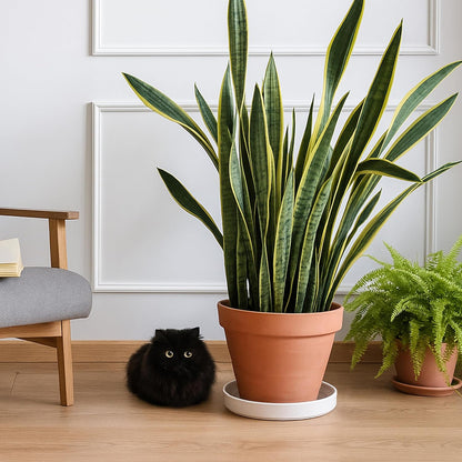 D'vine Dev Modern Round 8.7 Inch Ceramic Plant Pot Saucer, Planter Pot Drainage Tray for Indoor Plants, Matte White, 97-T-A-4