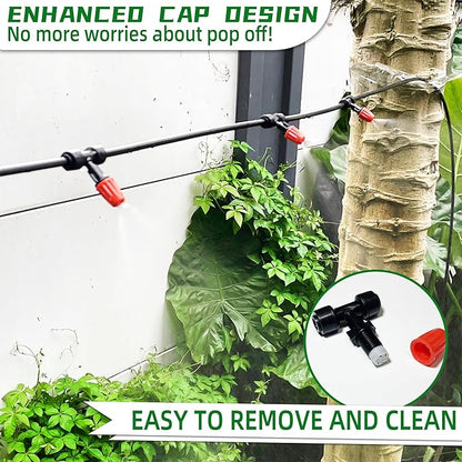 20PCS Push-to-Fit Drip Irrigation Micro Spray Emitters for 1/4 inch Irrigation Tubing, Three-Way Adjustable Atomizing Nozzle, Irrigation Dripper Sprinklers for Garden Greenhouse Agricultural